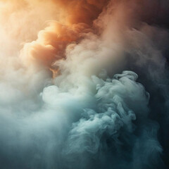 fire in the clouds, orange smoke, blue, white, brown smoke, smog, sky 