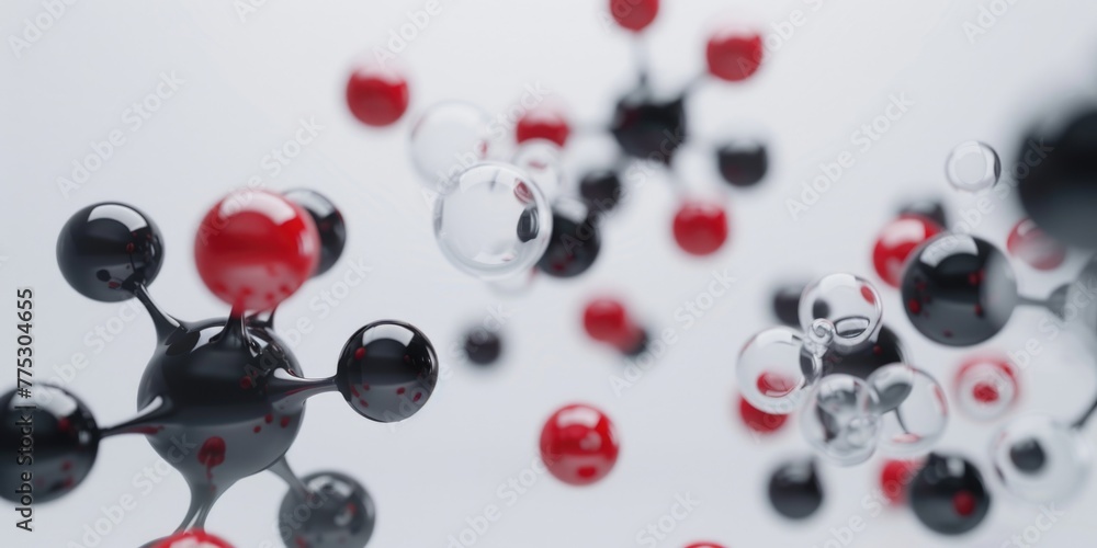 Leinwandbilder a bunch of black and red spheres floating in the air. ideal for futuristic and abstract concepts