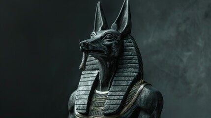 Anubis Egyptian mythology statue depicts ancient deity of the underworld - obrazy, fototapety, plakaty