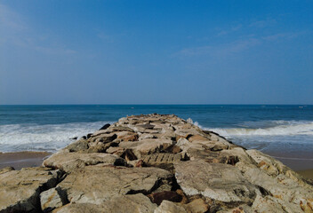 Kerala coastline. Arabian sea. Seascape view