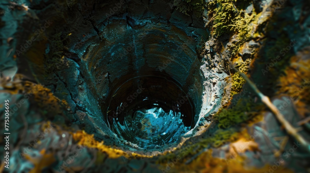 Poster detailed view of a tree trunk with a hole, suitable for nature and wildlife themes
