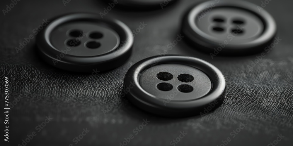 Aufkleber Close up of four buttons on a table. Suitable for technology and office concepts