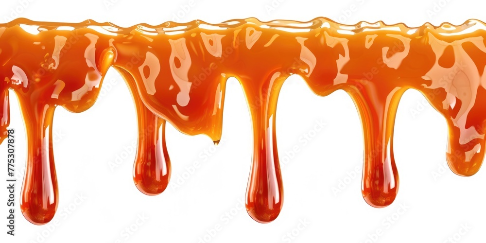 Poster A close up of a dripping liquid on a white background. Suitable for various design projects