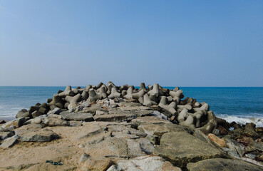 Kerala coastline. Arabian sea. Seascape view