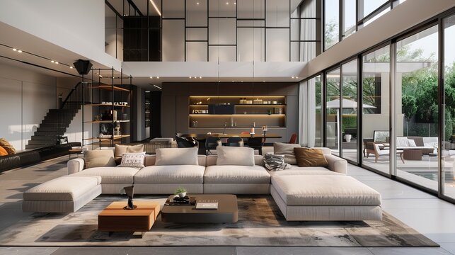 "Contemporary Living Room: Sofa and Furniture Ensemble"
