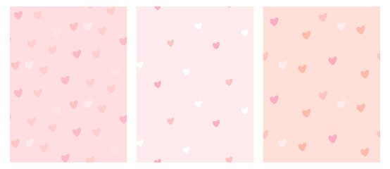 Pastel pink heart texture, set of different abstract love backgrounds for wrapping paper, covers and fabric - 775309054