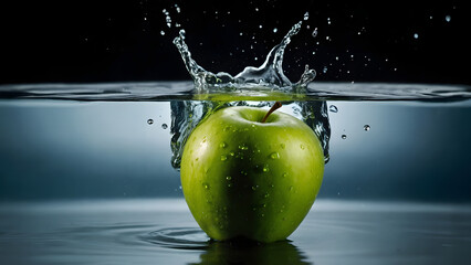  High-Speed Splash of a Sinking Green Apple (Professional Photography)