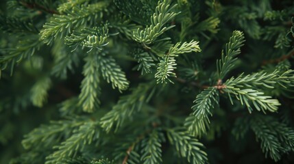 Detailed shot of a pine tree with lush green needles. Perfect for nature backgrounds