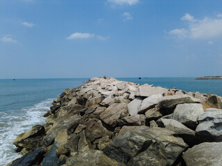 Kerala coastline. Arabian sea. Seascape view