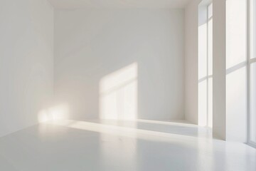 White room with large window, perfect for interior design projects