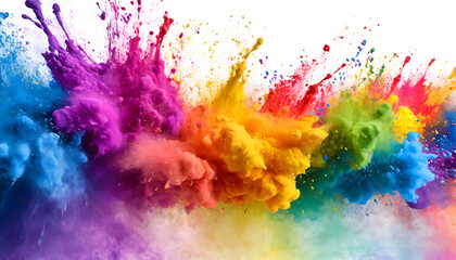 Spectacular Holi Color Powder Burst. A Rainbow Delight. - obrazy, fototapety, plakaty