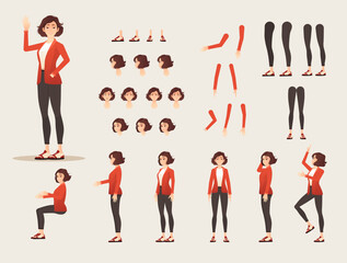 Female character constructor with interchangeable parts that allow for customized poses, perfect for character animation. - obrazy, fototapety, plakaty