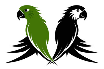 silhouette color image, Parrot bird vector illustration,white background
