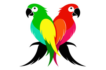 silhouette color image, Parrot bird vector illustration,white background