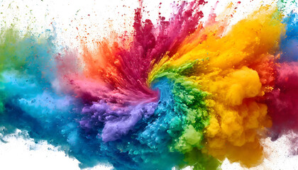 Dynamic Color Explosion: Holi Paint Creates Vibrant Rainbow