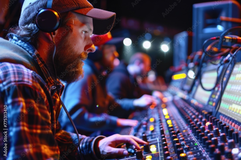 Aufkleber professional audio engineer at work. suitable for music production or sound recording concepts