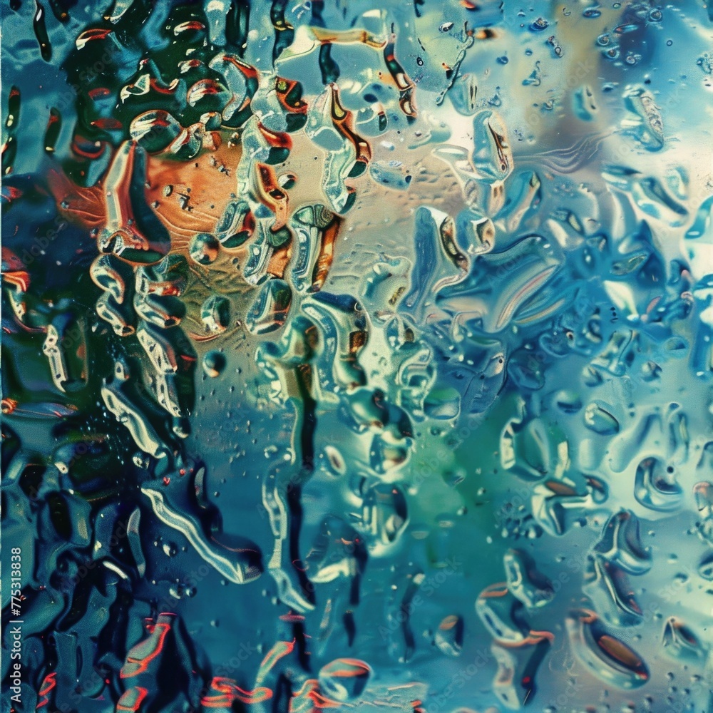 Aufkleber close-up shot of water droplets on a window. suitable for various concepts and designs
