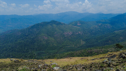 Fototapeta na wymiar Ponmudi hill station, western ghats mountain range, Thiruvananthapuram, Kerala, landscape view