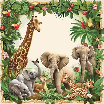 Watercolour Animal Clipart Cute Baby zoo safari