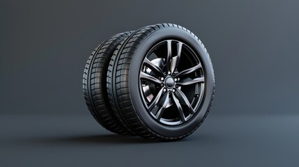 A tire on a gray background with a shadow. Suitable for automotive industry