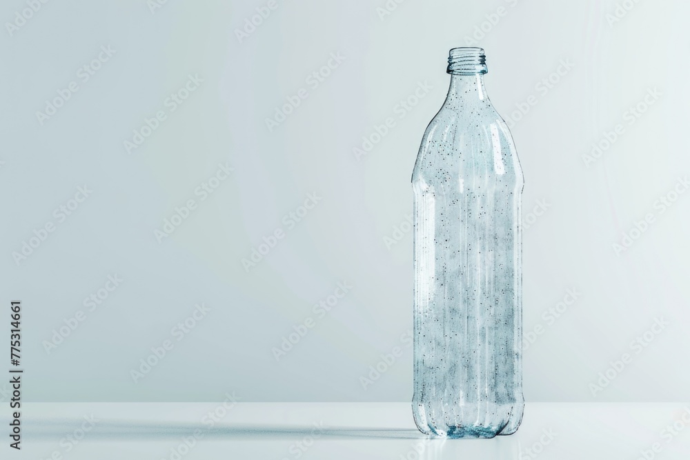 Poster a bottle of water placed on a table, suitable for various concepts and designs