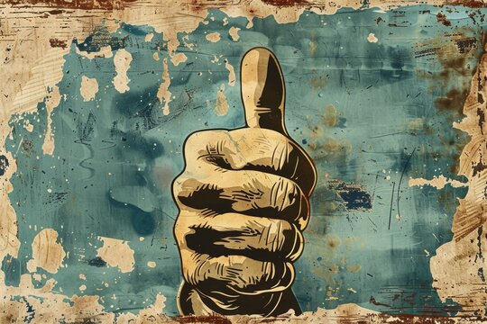 A painting of a hand giving a thumbs up gesture. Suitable for various positive concepts