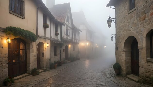 Fog-Creeping-Through-The-Streets-Of-A-Medieval-Vil- 2