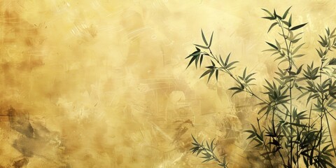 Bamboo plant against a wall, suitable for interior design projects - obrazy, fototapety, plakaty