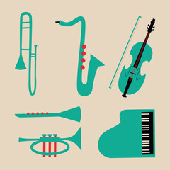 Fototapeta premium Hand drawn international jazz day elements collection