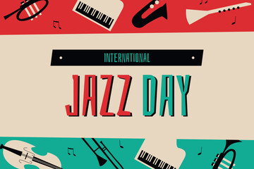 Hand drawn international jazz day illustration background