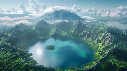 Crater lakes nestled in the mouths of dormant volcanoes