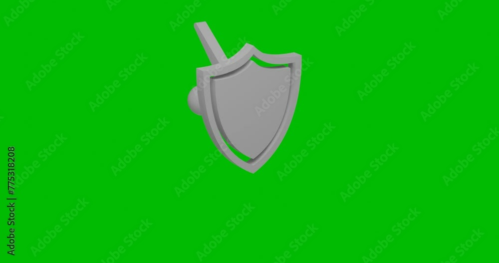 Aufkleber animation of rotation of a white ball bounces off the shield symbol with shadow. simple and complex 