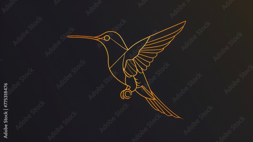 Poster A stunning image of a golden hummingbird soaring in the sky. Perfect for nature and wildlife themes