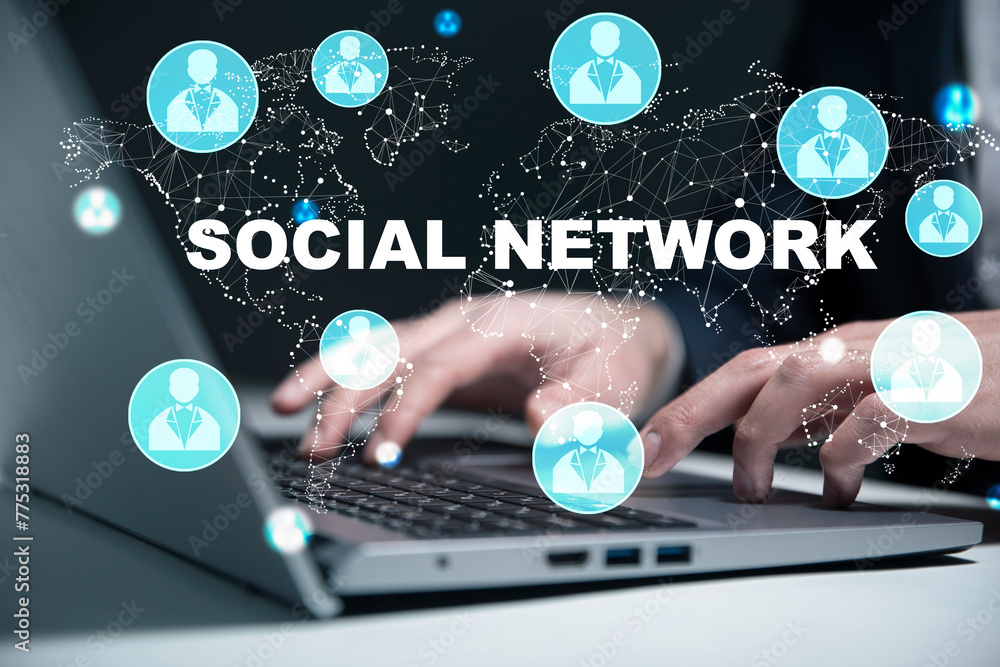 Poster global social network and connection internet