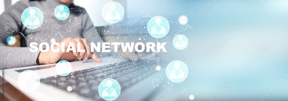 Poster global social network and connection internet