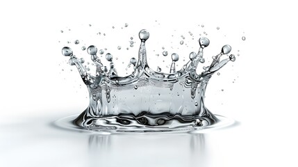Dynamic Water Splash Frozen in Time, High-Speed Photography. Elegant, Pure Water Crown Shape Captured, Ideal for Advertising and Editorial Use. AI
