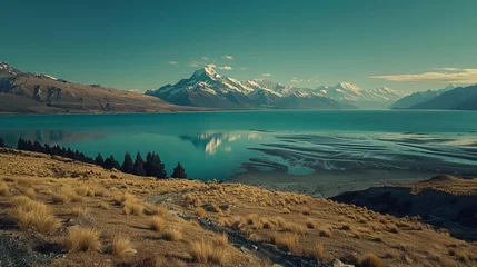 Crédence de cuisine en verre imprimé Aoraki/Mount Cook Beautiful view of Mt Cook in New Zealand. 