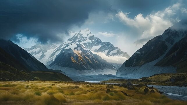 Beautiful view of Mt Cook in New Zealand.
