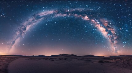 Nighttime desert landscape  starry sky, milky way, high resolution ultra detailed photography - obrazy, fototapety, plakaty