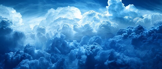 Fototapeta na wymiar A group of clouds against a bright blue backdrop