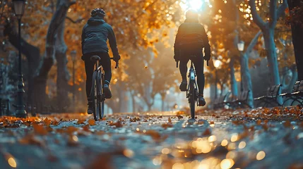 Foto op Canvas Cyclists riding through a city park © MuhammadInaam