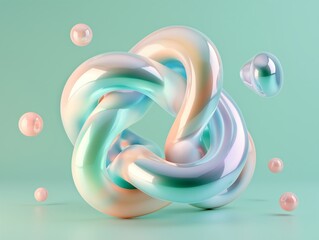 Abstract Elegance: Pink Sphere and Sculpture Isolated in 3D Render