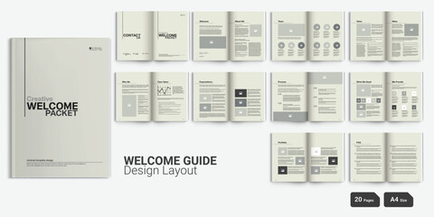 Welcome Guide Design Layout Welcome Pack - obrazy, fototapety, plakaty