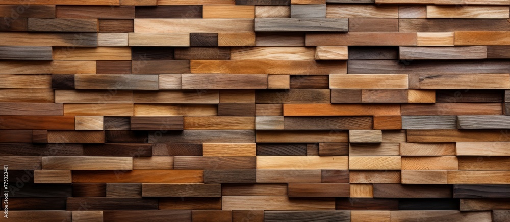 Poster the close-up image showcases a wooden wall adorned with an array of different hues and shades, creat