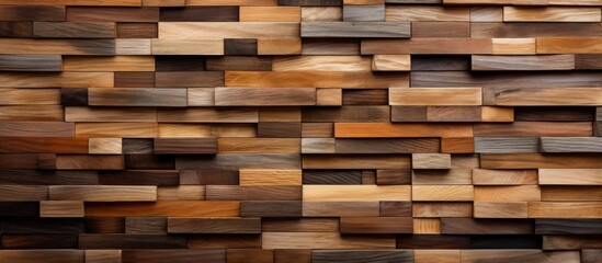The close-up image showcases a wooden wall adorned with an array of different hues and shades, creating a vibrant and unique display