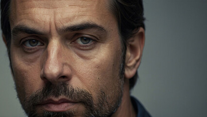 Fototapeta premium Close-up of a thoughtful man with a piercing gaze