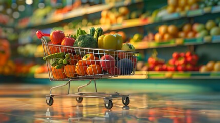 basket with vegetables supermarket store