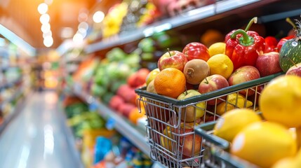basket with vegetables supermarket store