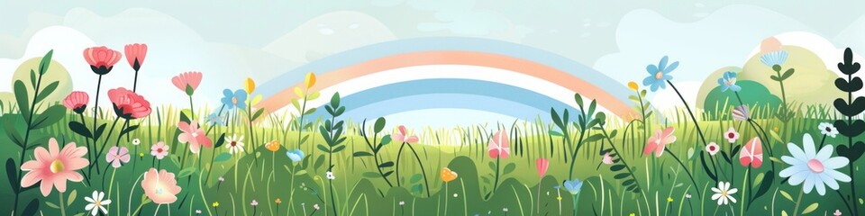 Fototapeta premium rainbow landscape cartoon.
