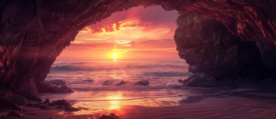 landscape view sea waves ocean sunset